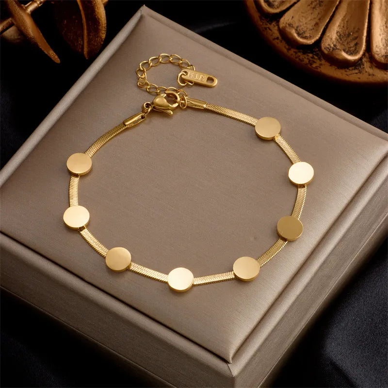 Bracelet chic femme chaînette dorée bijou inox 316L – 47414557409623