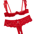 Ensemble lingerie rouge La Tentation Florale deux pièces à broderie florale, vue principale