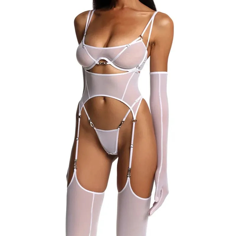 Ensemble lingerie Tentation avec porte-jarretelles, string et gants – GUAPPAA – photo 28