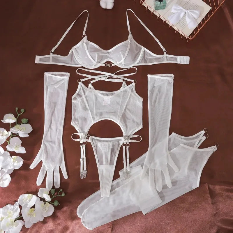 Ensemble lingerie Tentation avec porte-jarretelles, string et gants – GUAPPAA – photo 36
