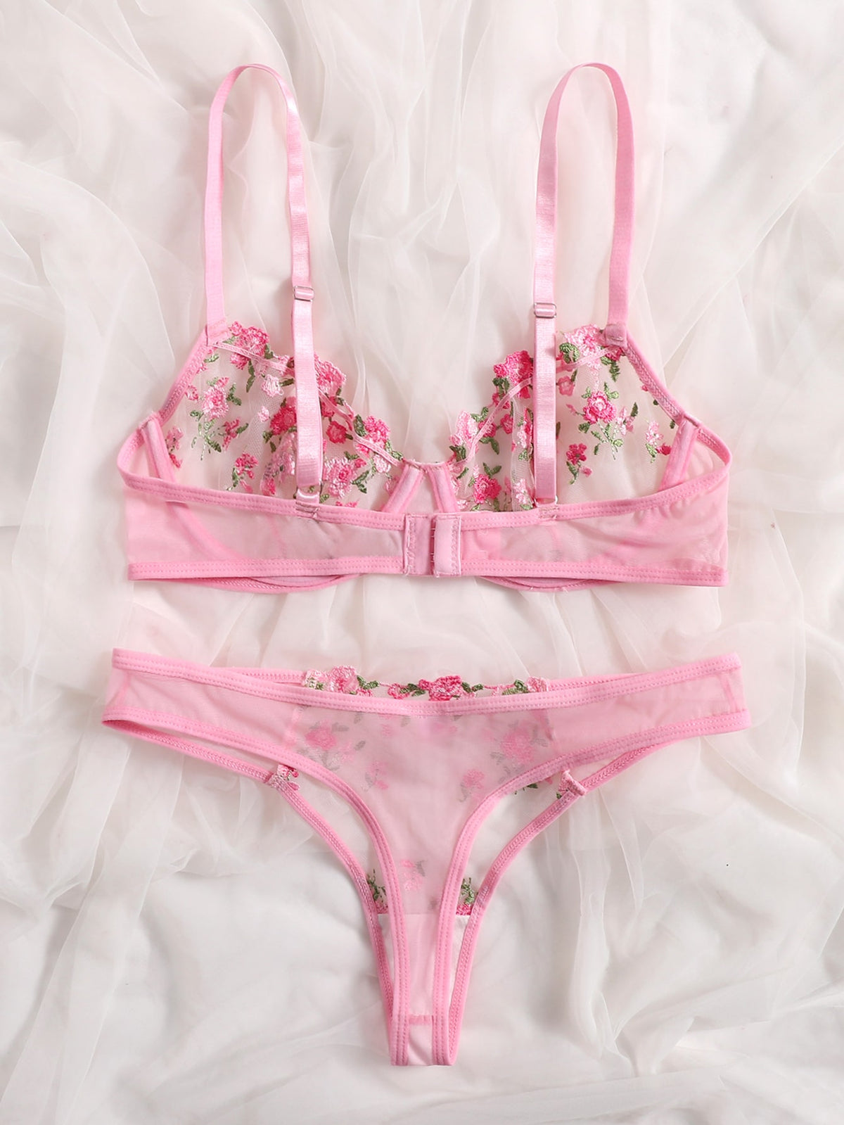 Ensemble soutien-gorge et string fleuris transparents Lila - GUAPPAA