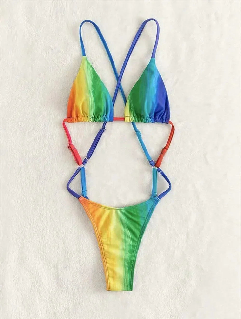 L'Arc-en-Ciel – Micro Monokini String Croisé Dégradé Dos Nu Bleu - Monokini - image 1