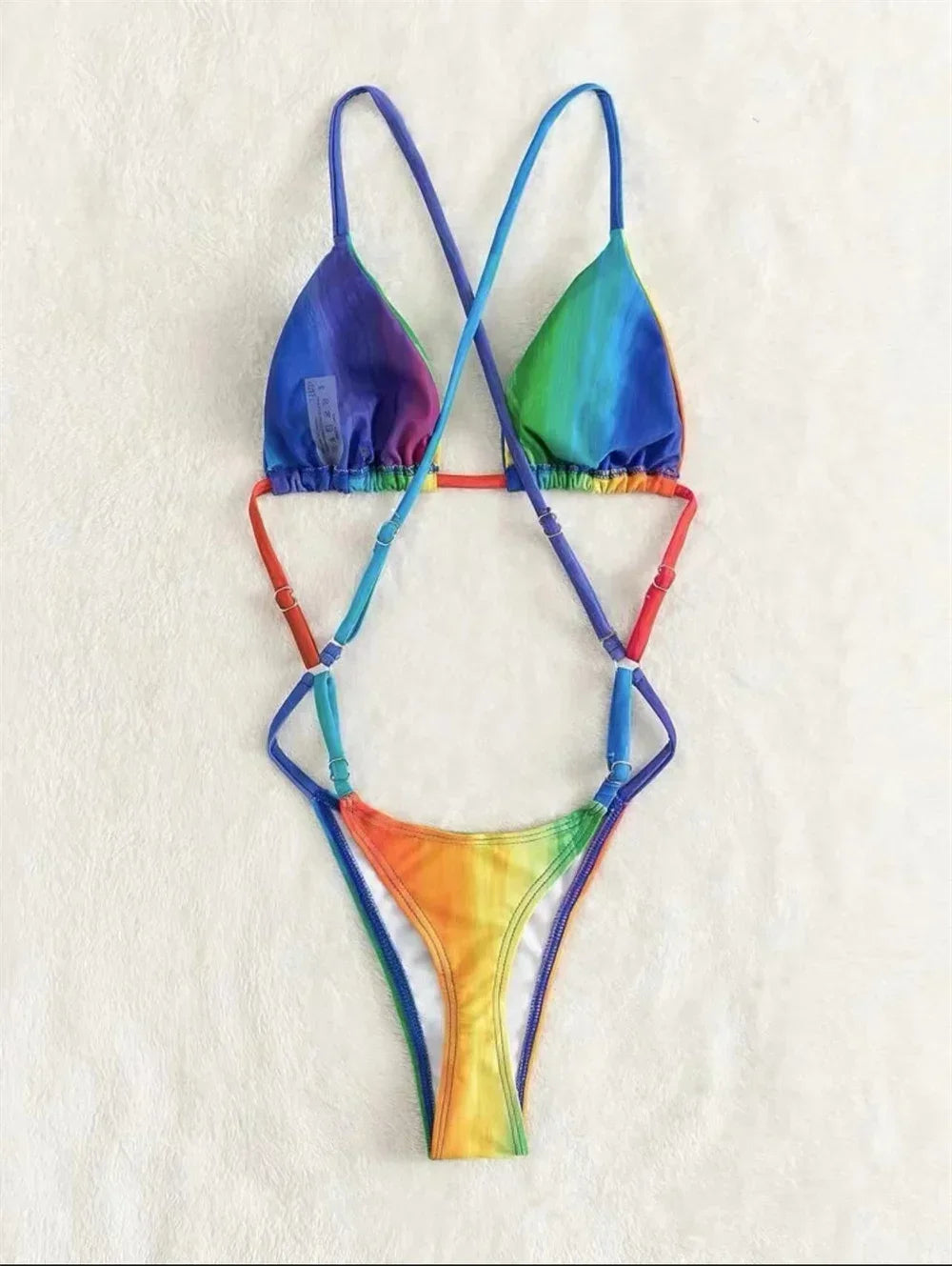 L'Arc-en-Ciel – Micro Monokini String Croisé Dégradé Dos Nu Bleu - Monokini - image 3