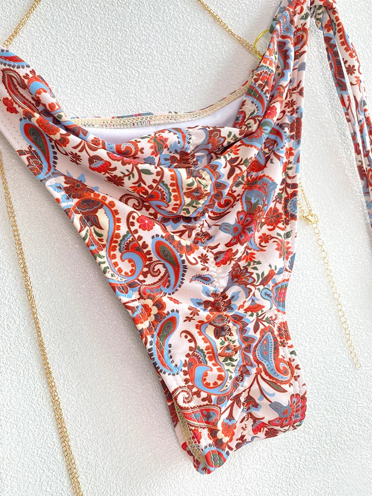 La Chainette - Micro Bikini Triangle Imprime Chaines Taille Basse Jaune - Maillot de bain - image 5