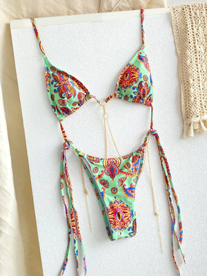 La Chainette - Micro Bikini Triangle Imprime Chaines Taille Basse Jaune - Maillot de bain - image 7