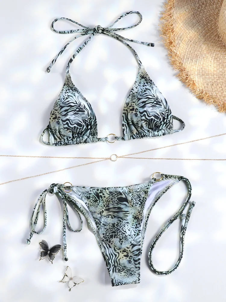 La Chainette - Micro Bikini Triangle Imprime Chaines Taille Basse Jaune - Maillot de bain - image 9