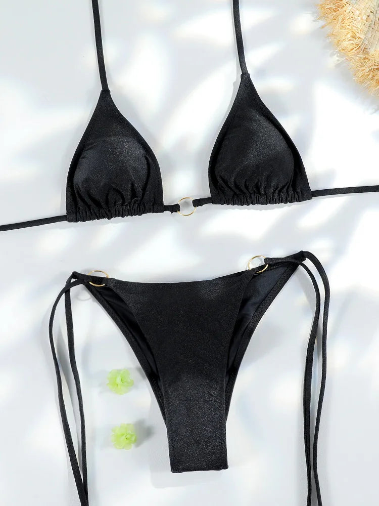 La Chainette - Micro Bikini Triangle Imprime Chaines Taille Basse Jaune - Maillot de bain - image 11