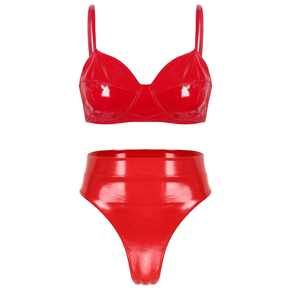 Lingerie latex simili deux pièces string taille haute et soutien-gorge Libertina – 47870488183127|47870488215895|47870488248663|47870488281431|47870488314199|478704883469