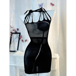 Robe de plage résille noire Le Voile Solaire ajourée, vue principale du cover-up femme