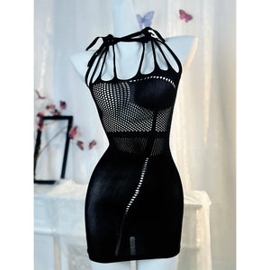 Robe de plage résille noire Le Voile Solaire ajourée, vue principale du cover-up femme