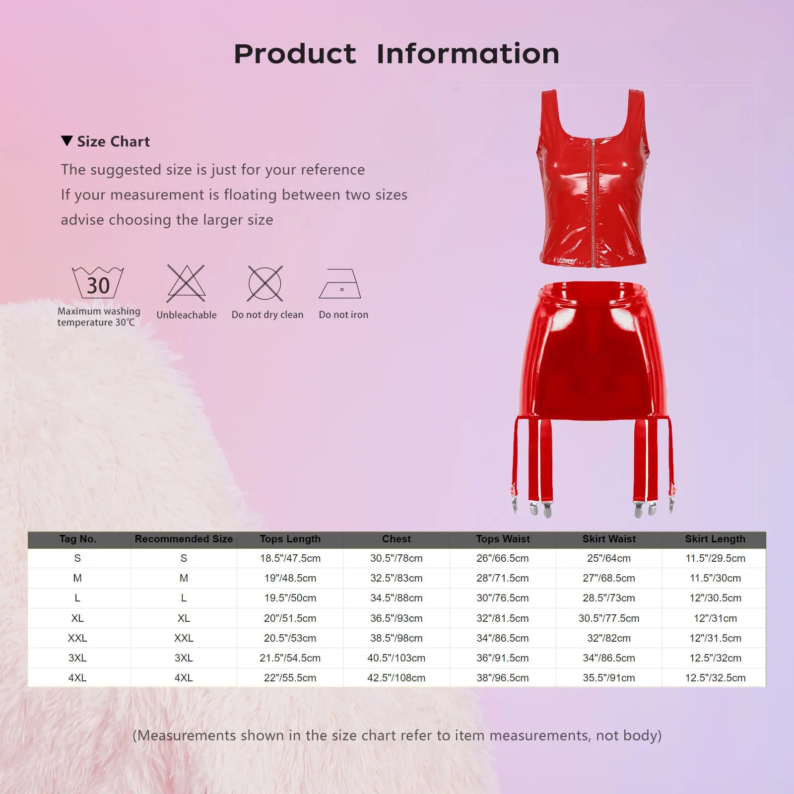 Ensemble deux pièces grande taille latex débardeur avec jupe jarretelles taille haute Capture - GUAPPAA
