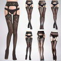 Les Jambes Noires, bas résille et porte-jarretelles Nuit Rouge – visuel 1