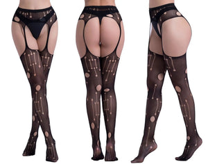 Les Jambes Noires, bas résille et porte-jarretelles Nuit Rouge – visuel 7