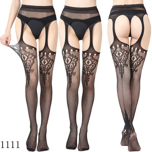 Les Jambes Noires, bas résille et porte-jarretelles Nuit Rouge – visuel 15