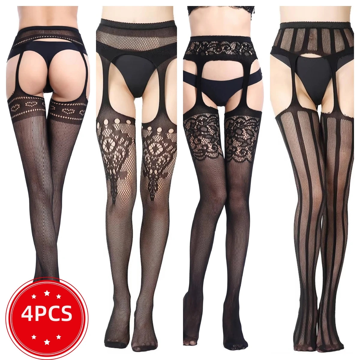 Les Jambes Noires, bas résille et porte-jarretelles Nuit Rouge – visuel 26