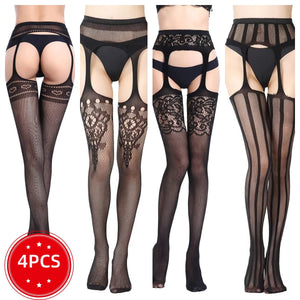 Les Jambes Noires, bas résille et porte-jarretelles Nuit Rouge – visuel 26