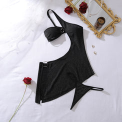 Présentation complète de l’ensemble lingerie L’Asymétrique noir signé Guappaa