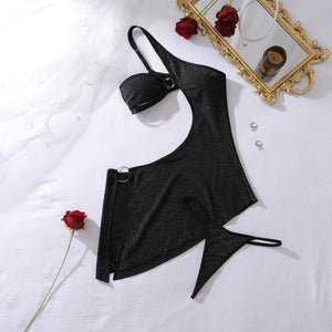 Présentation complète de l’ensemble lingerie L’Asymétrique noir signé Guappaa