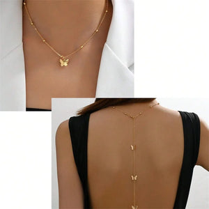 Collier papillons chaîne de dos nu femme bijou chic Llorna - GUAPPAA
