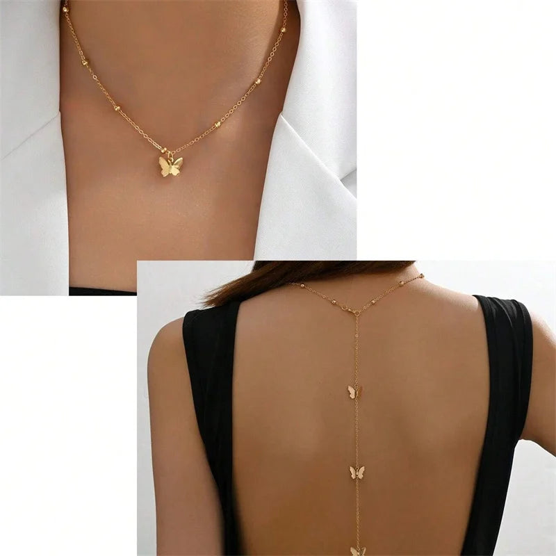 Collier papillons chaîne de dos nu femme bijou chic Llorna - GUAPPAA
