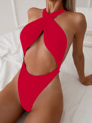 Présentation des couleurs du maillot une pièce découpé Cala Fuego signé Guappaa
