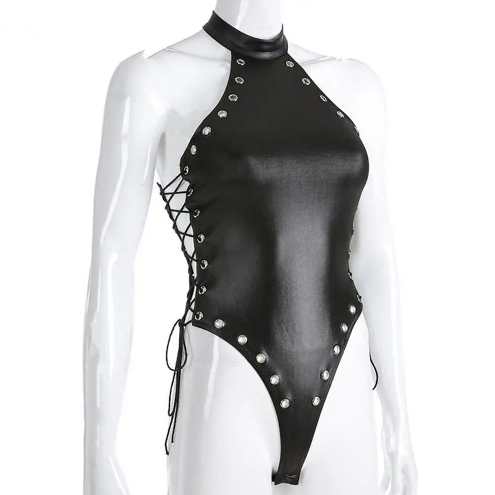 Silhouette complète avec maillot noir lacé Cala Nocturna pour plage et piscine Guappaa