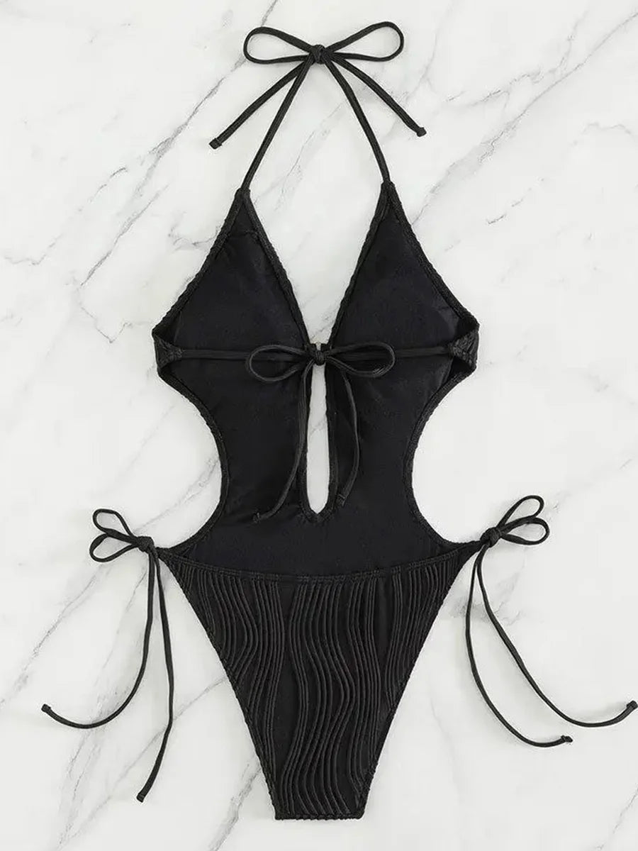 Maillot de bain une pièce découpé La Ligne Solaire noir dos