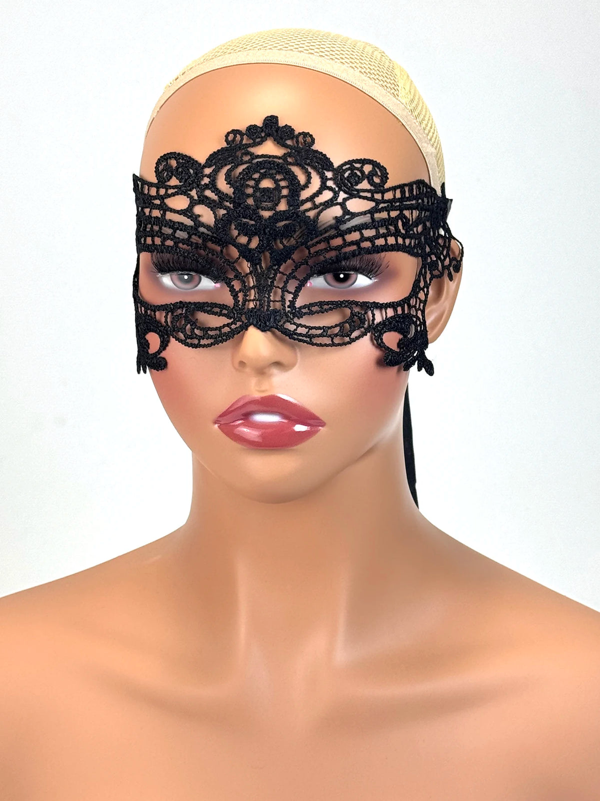 Masque La Mystérieuse style B avec motif en dentelle pour soirée à thème Guappaa