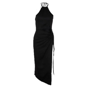 Robe longue noire fendue et ouverte au ventre La Différence - GUAPPAA