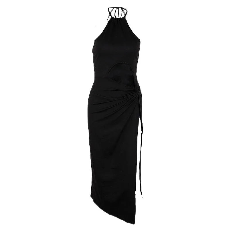 Robe longue noire fendue et ouverte au ventre La Différence - GUAPPAA