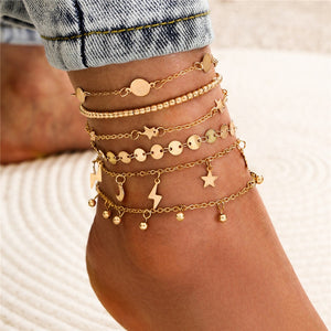 Bracelet de cheville doré à pendentifs Sola - GUAPPAA
