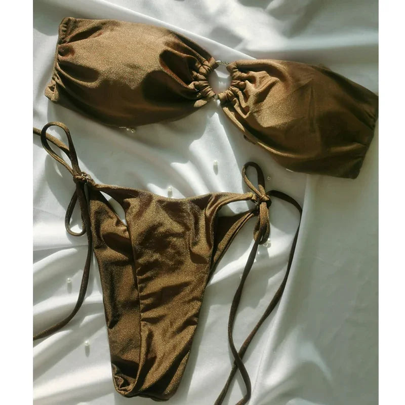 Roseale mini bikini string ficelle bandeau deux pièces - GUAPPAA