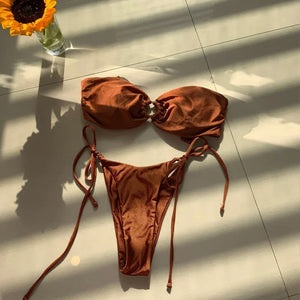 Roseale mini bikini string ficelle bandeau deux pièces - GUAPPAA