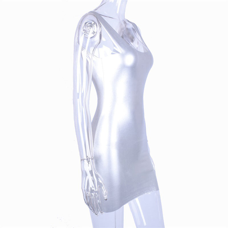 Robe sexy courte moulante argentée S M L XL Silverstar - GUAPPAA