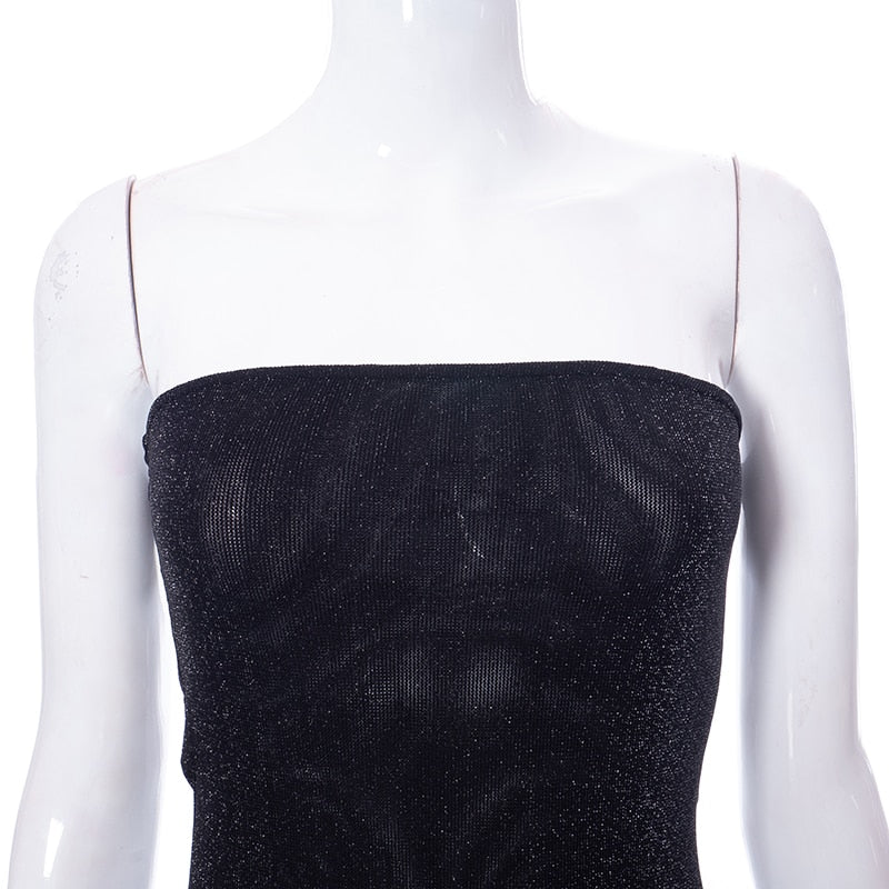 Robe fourreau noire transparente longue Midnight - GUAPPAA