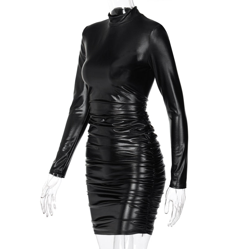 Robe courte simili manches longues col rond Empire - GUAPPAA