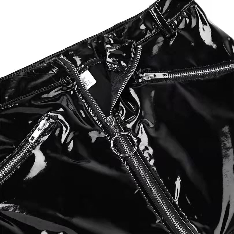 Mini jupe latex à tirette et poches Les Douches - GUAPPAA