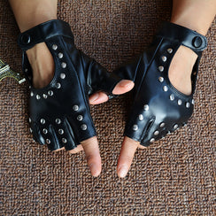 Gants sans doigts à rivets en simili femme punk rock Kiss - GUAPPAA