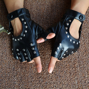 Gants sans doigts à rivets en simili femme punk rock Kiss - GUAPPAA