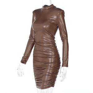 Robe courte simili manches longues col rond Empire - GUAPPAA