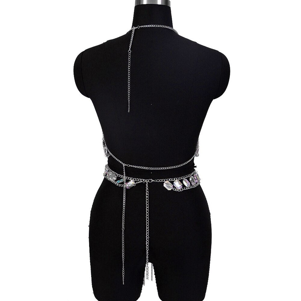 Tenue sexy strass ensemble deux pièces strip-tease gogo-dance carnaval free rave party La Parade - GUAPPAA