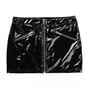 Mini jupe latex à tirette et poches Les Douches - GUAPPAA