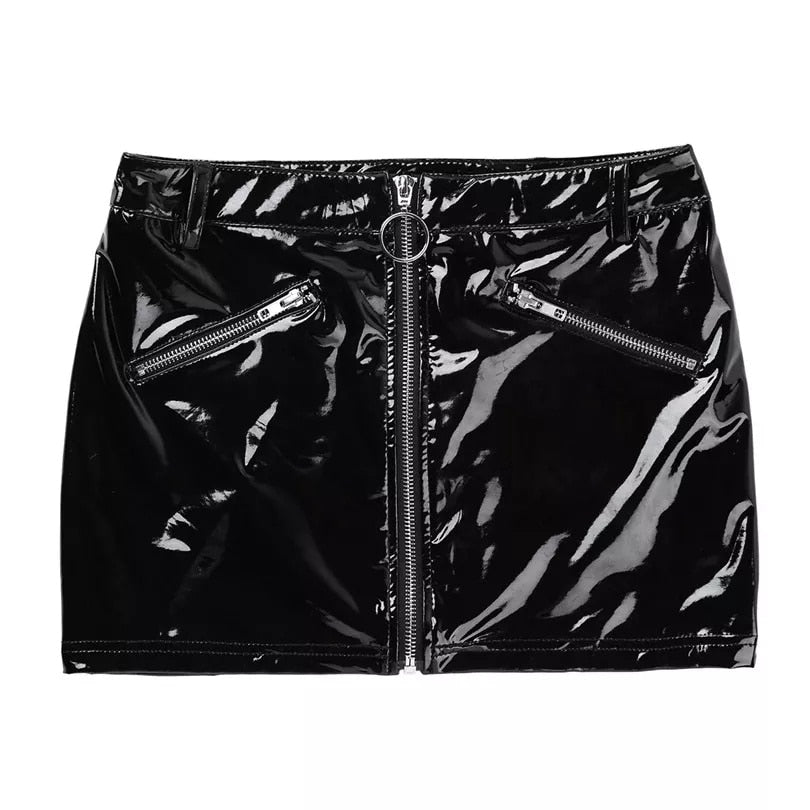 Mini jupe latex à tirette et poches Les Douches - GUAPPAA