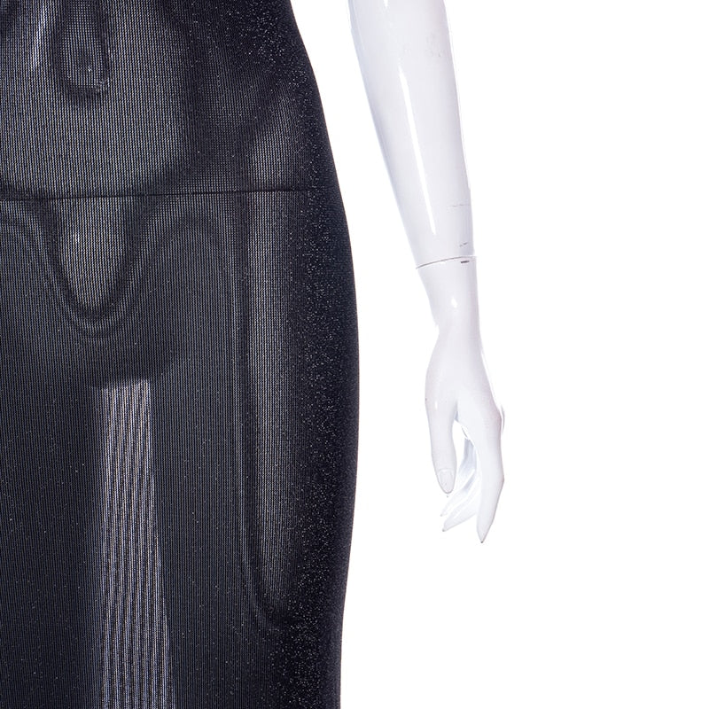 Robe fourreau noire transparente longue Midnight - GUAPPAA