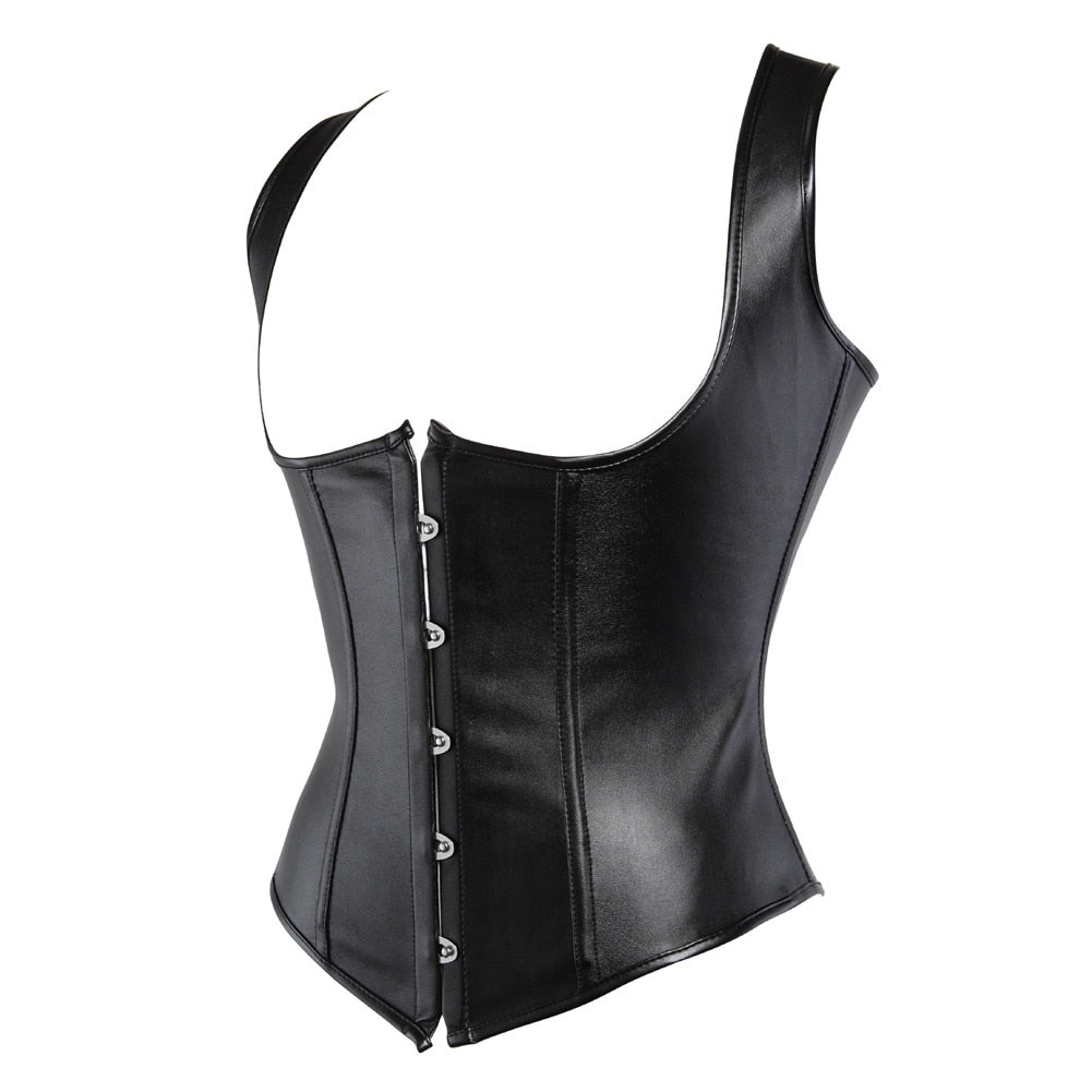 Haut corset seins nus en skaï noir femme Sainteté - GUAPPAA