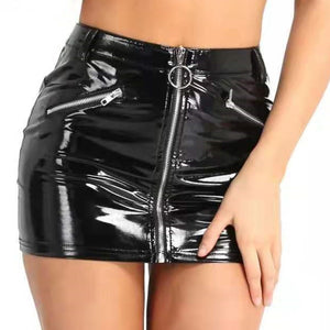Mini jupe latex à tirette et poches Les Douches - GUAPPAA