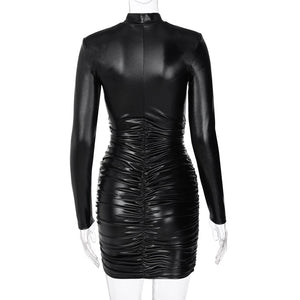 Robe courte simili manches longues col rond Empire - GUAPPAA