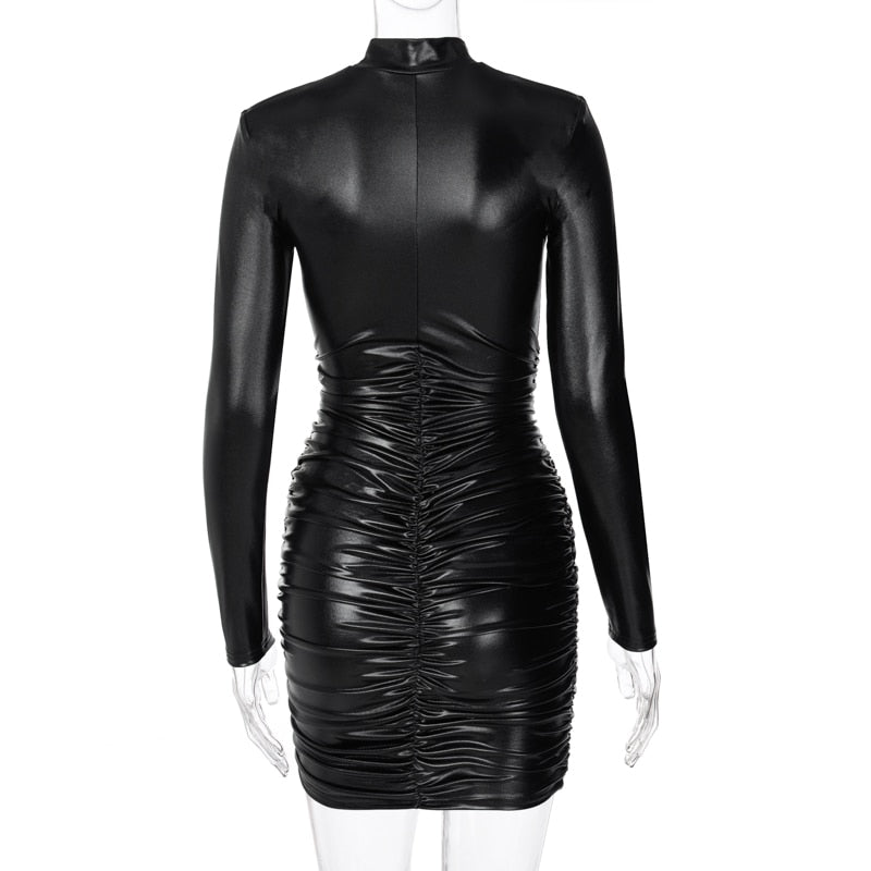 Robe courte simili manches longues col rond Empire - GUAPPAA