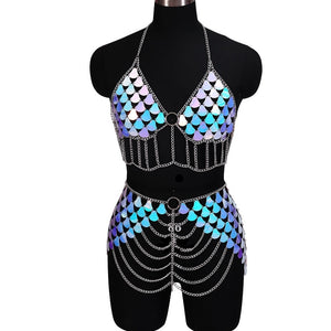 Tenue sexy strass ensemble deux pièces strip-tease gogo-dance carnaval free rave party La Parade - GUAPPAA
