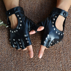Gants sans doigts à rivets en simili femme punk rock Kiss - GUAPPAA